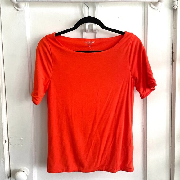 J. Crew FormKnit Elbow Sleeve T-shirt in Guarana Orange NWT - Picture 2 of 5